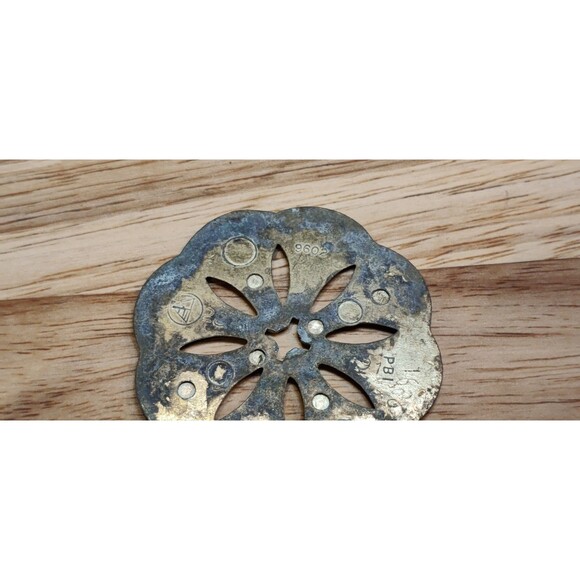 Vtg BPI USA Bronze Cabinet Door Knob Set Flower back plate handle 9602 - Picture 5 of 5